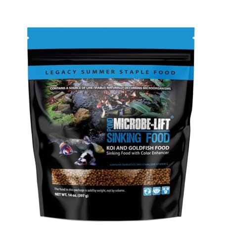 MICROBE-LIFT Sinking Fish Food Pellets for Ponds, Water Gardens, and Fountains, for Live Goldfish and Koi, 14 Ounces - size: 14 Ounce (Pack of 1)
