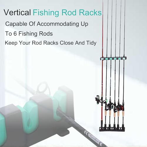 Fishing Rod Rack Holders Wall-Mounted Fishing Pole Holder & Rack, Fishing Pole Holders for Garage & Boat 6-Rod Storage Racks(Vertical Green, 1 Pair) - color: Vertical Green, 1 Pair