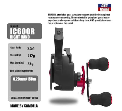Ultra Portable High-Foot Ice Fishing Reels with Smooth 8KG Drag, Inline Ice Reel and 3.5:1 5+1 BB