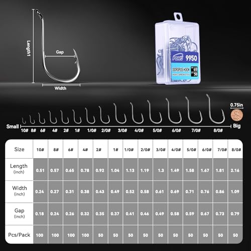 Octopus Fishing Hooks 50/100 Pcs,Offset Beak Circle Hooks for Fish Hooks Saltwater Freshwater, High Carbon Steel Hook for Rigs Catfish, Bass Tuna, Walleye, Trout Size 10-8/0 - size: #6_100pcs