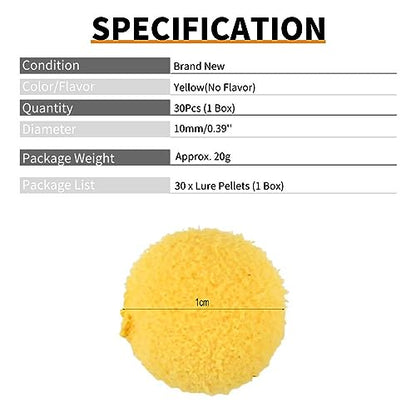 Carp Fishing Lure, 30Pcs/Box 10/12mm Smell Carp Fishing Bait Boilies Soft Bait Boilies Fishing Bait Artificial Floating Ball Beads Feeder - color: Yellow 10mm