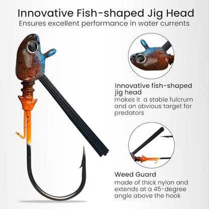 Pristis Jig Head Fishing Lures for Freshwater Saltwater, Weedless Swim Jig Teasers with Sharp Hooks & Exquisite Coating, Pre-Rigged Vibrating Swimbaits Kit Gear for Bass Crappie Walleye Trout Pike - color: 3 pcs Swim Jigs