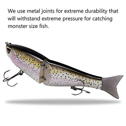 Bassdash SwimShad Glide Baits Jointed Swimbait Bass Pike Salmon Trout Muskie Fishing Lure - color: Rainbow Trout, size: 4.5in/0.65oz