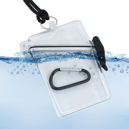 Hitefu Waterproof Badge Holder, Clear ID Card Holder, 3 Pack | With Lanyard, Durable Sports Case, Heavy Duty Locker Dry Box, For Outdoor Activities