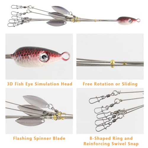 Dnyta 5 Arms Umbrella Rig Kit Umbrella‑Style Alabama Rig Kit, Classic | Multi‑Arm Fishing Bait Rigs Crank Hook and Soft Bait for Trout Perch Walleye Freshwater/Saltwater Boat Trolling - color: Classic
