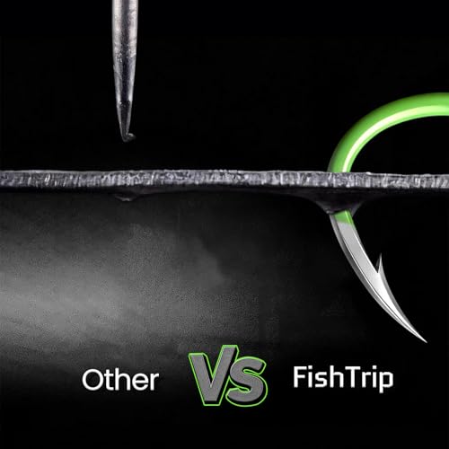 FishTrip 50 Pcs Octopus Fishing Hooks, Circle Hooks for Saltwater Fishing | Offset Beak High Carbon Steel Live Bait Fish Hooks Fluorescent Green Freshwater for Rigs Catfish, Bass Tuna, Walleye, Trout - size: 1#_50pcs