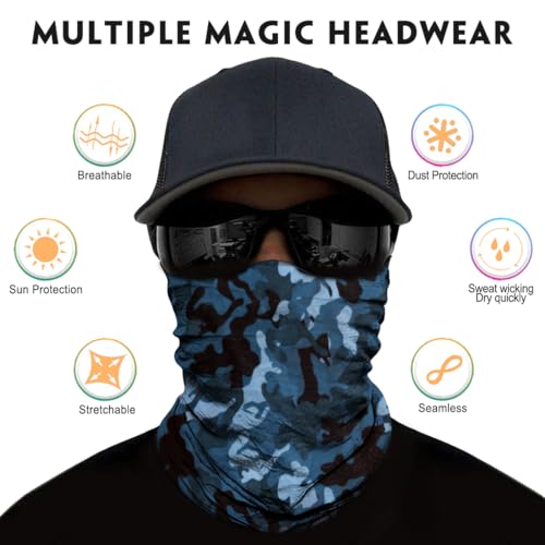 Neck Gaiter for Men Women Headwear Bandana Head Wrap Face Scarf Mask Cover Warmer Balaclava-Seamless & Versatile - color: A-6pcs-classic Camo 3