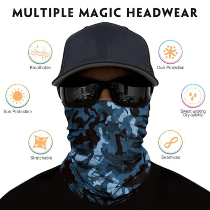 Neck Gaiter for Men Women Headwear Bandana Head Wrap Face Scarf Mask Cover Warmer Balaclava-Seamless & Versatile - color: A-6pcs-classic Camo 3