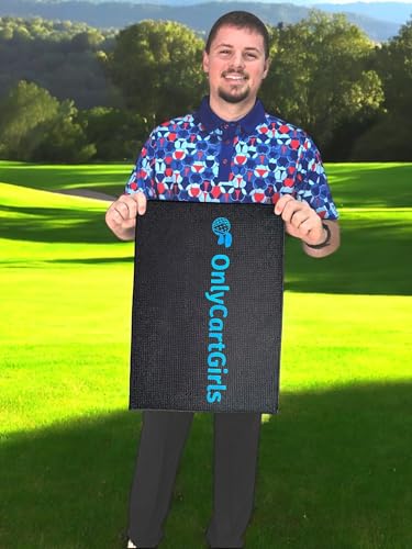 OnlyGolf Funny Microfiber Golf Towel – Large 14" x 20" Clip for Golf Bags Clubs Balls Perfect Golf Gag Gift Enthusiasts Waffle Men Premium Carabiner (Black OnlyCartGirls) - color: Black Onlycartgirls