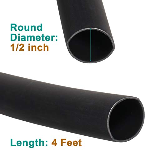 2 Pcs 1/2 inch (Diameter) 3:1 Waterproof Heat Shrink Tubing Kit, Large Marine Dual Wall Adhesive Shrinkable Wire Wrap Tube, Insulation Sealing Cable Protector by YUKSY (4ft, Black & Red) - size: 1/2" (4ft, Black/Red)