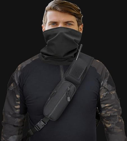 Tactical Sling Backpack Holster Range Shoulder Bag 15L Crossbody Bag Water Bottle Holder Radio Pouch 6 Elastic Slots - color: Black