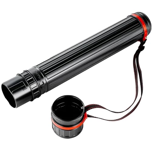 DEWEL Adjustable A0 Poster Tube 25.2"-42.5", Waterproof Plastic Black Storage Tube, Telescopic Poster Roll Artist Drawing Tube with Strap for Drawing, Blueprints, Maps, Flip Chart, Black - color: Black (Striped), size: Large