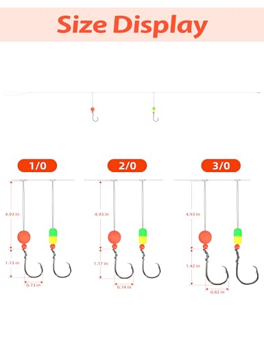 BLUEWING 3Pcs Pompano Rigs for Surf Fishing Pre-Rigged with Floats, High-Low High Carbon Steel Circle Hooks Saltwater Fish Tackle - size: 2/0 - 3pcs
