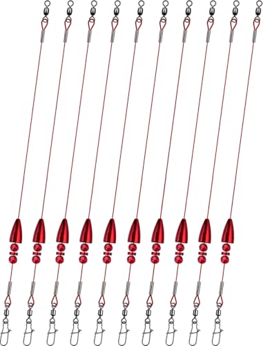 Texas Rigs 10 Pack, Pre-Rigged Bass Fishing Rig with Bullet Weight, Swivel & Snap, Weedless Soft Plastic Rig for Largemouth & Smallmouth Bass - color: Blood, size: 3/8oz