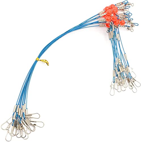 YOTO Fishing Leaders,Stainless Steel Tackle Rig with Tackle Lure Swivels Snaps, Saltwater rig Wire Leader Fishing Leader Wire Bottom rigs for Saltwater - color: Blue Fishing Leaders, style: 1arm-12pcs