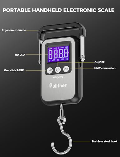 Fish Scale, Max 130lbs Fishing Scale,Multi-Mode Pound/Ounces & Kilograms,LCD Display - style: Silver