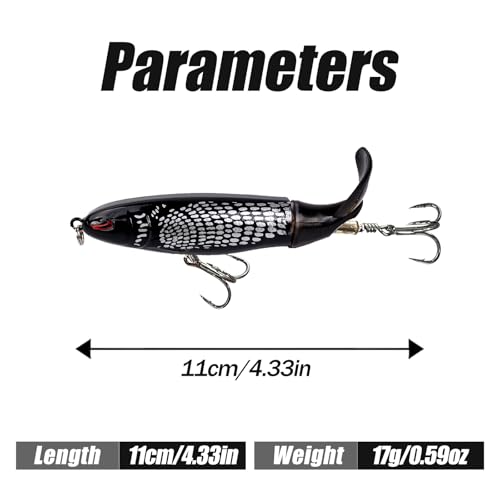 Fishing Lures Bass Popper Topwater 5pcs FS/YE-04 | Rotating Tail Bionic Swimming Lure, for Bass Trout Walleye Catfish Pike,Freshwater ,Saltwater,Crankbaits - color: A, size: 4.33'',0.6oz