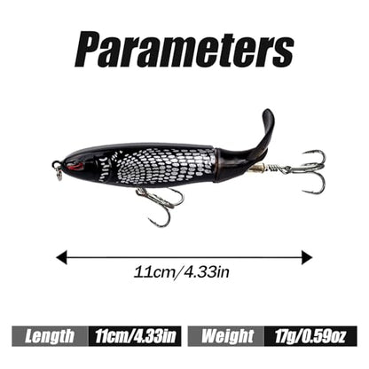 Fishing Lures Bass Popper Topwater 5pcs FS/YE-04 | Rotating Tail Bionic Swimming Lure, for Bass Trout Walleye Catfish Pike,Freshwater ,Saltwater,Crankbaits - color: A, size: 4.33'',0.6oz