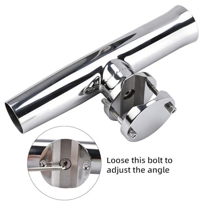 NovelBee 4-Pack Boat Fishing Rod Holder,Stainless Clamp on Fishing Rod Pole Holder for Rails 1-1/4" to 2" ( Tournament Style )