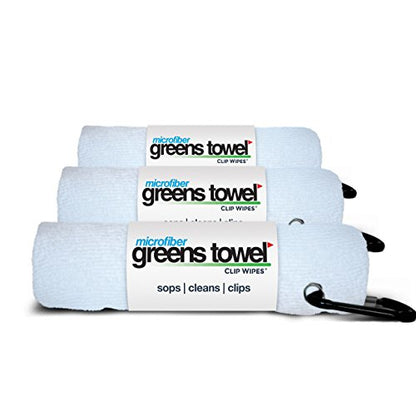 White 3 Pack Golf Towel Set for Golf Bags with Clip, Plush Microfiber Nap Fabric, 16x16, The Original (Pure White) - color: Pure White