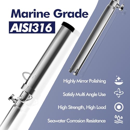 Outrigger Rod Holders, 316 Stainless Steel 360 Degree Adjustable Swivel, Marine Grade Fishing Rod Pole Holders for Boat Kayak Yacht Camper RV - 1.5in Base Type