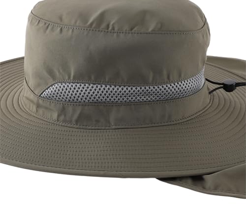 Connectyle UPF 50+ Wide Brim Sun Hat for Men Women UV Protection Fishing Hat with Neck Flap Outdoor Safari Bucket Hiking Hats - color: Army Green