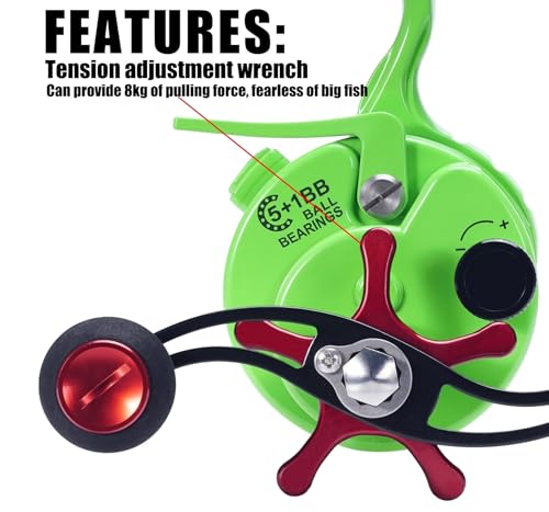 Ice Fishing Reel High-Speed Ratio Inline Freespool Reel Wear-Resistant 5+1 BB Ice Fishing Gear for Sea Lake Pond Metal Spool