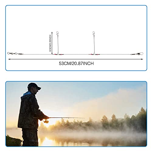 Fishing Leader Saltwater Freshwater,Stainless Steel Fish Rig with Swivel Snap Beads Connector Lure Bait and Hooks Fish Trace Lure Steel Wire Fishing Tackle Kit - color: 2arm 12pack