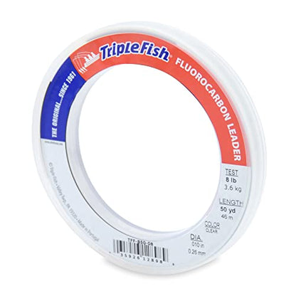 Triple Fish 100% Fluorocarbon Fishing Leader - Clear Invisible Strong and Heavy Duty Highly Abrasion Resistant, Fast Sinking Freshwater & Saltwater - style: 8 Lb, 50 Yd Bracelet