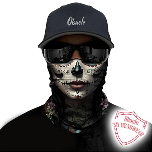 Obacle Skull Face Mask for Women Dust Wind Sun Protection Rave Festival Riding - color: Women Tear Red Lips Black Nose