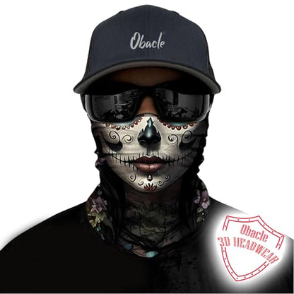 Obacle Skull Face Mask for Women Dust Wind Sun Protection Rave Festival Riding - color: Women Tear Red Lips Black Nose