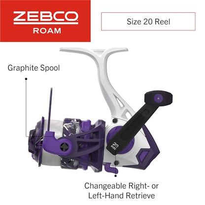 Zebco Roam Spinning Reel and Fishing Rod Combo, Fiberglass Rod, Split ComfortGrip Handle, Soft-Touch Handle Knob, Reversible Retrievee - color: Prism Purple, size: 6-Foot, Size 20 Reel