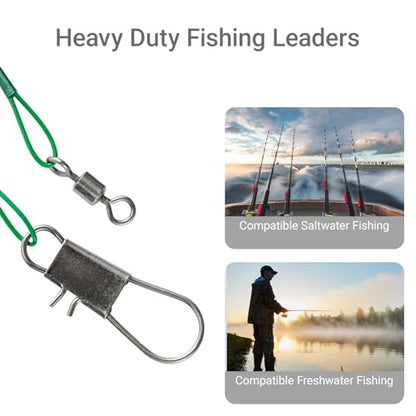 Atibin Line Swivels Fishing Leaders Freshwater Fishing Rigs Wire Leaders Lures Wire Steel Fishing Leader Saltwater Black Nickel - size: #5 (11.8in-60lb) 30pcs