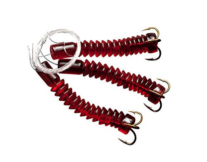 Rod-N-Bobb's Tackle Beacon Catfish Red Dip Bait Worm Treble Hook (3 Pack) - #6 Hook Size