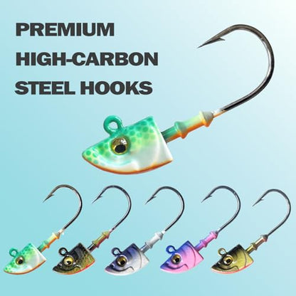 Swimbait Jig Head Swimbait Jigs with 3D Eyes Minnow Jig Heads for Fishing Saltwater 10 pcs/Set - size: 1/2oz