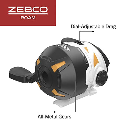 Zebco Roam Spincast Reel and Fishing Rod Combo, 6-Foot 2-Piece Fiberglass Fishing Pole with ComfortGrip Handle, Quickset Anti-Reverse Fishing Reel, Pre-Spooled with 10-Pound Zebco Line - color: Orange