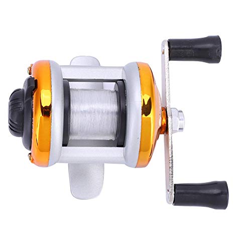 Portable Fishing Reel, Solid Construction Smooth Corrosion-Resistant Ice Fishing Wheel, Perfect for Outdoor Fishing Such As River Ice Fishing(Golden)