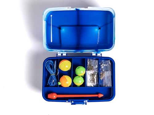 Catch Co Mystery Tackle Box Bank Fishing Essentials - 88 Pieces - Small Tackle Box - color: Blue