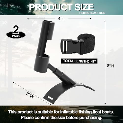 2 Pcs Fishing Rod Holder Fishing Float Tube for Inflatable Buoy Marine Boat Yacht Securing Adjusting Accessories, for Floats Smaller Than 14'' in Diameter