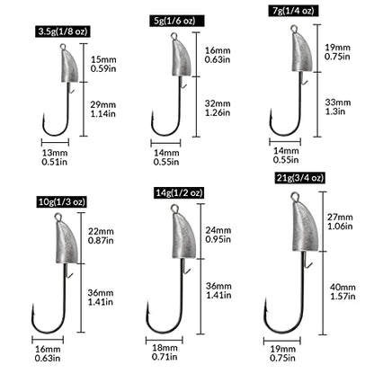 THKFISH Weedless Swimbait Jig Heads for Bass Fishing, Weighted Texas Rig Hook Fishing Hooks Saltwater Freshwater 1/8 oz, 1/6 oz, 1/4 oz, 3/8 oz, 1/2 oz,3/4 oz - color: Silver A, size: 14g(1/2 oz)-10pcs