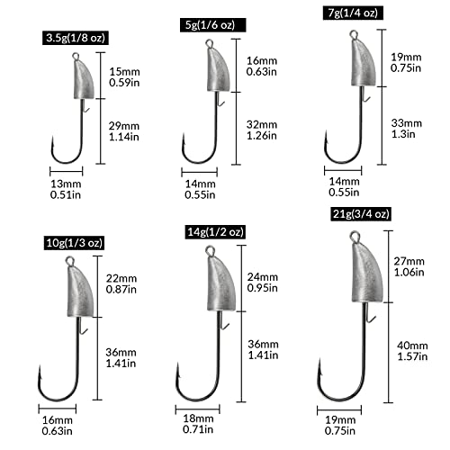 THKFISH Weedless Swimbait Jig Heads for Bass Fishing, Weighted Texas Rig Hook Fishing Hooks Saltwater Freshwater 1/8 oz, 1/6 oz, 1/4 oz, 3/8 oz, 1/2 oz,3/4 oz - color: Silver A, size: 7g(1/4 oz)-10pcs