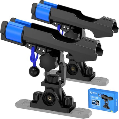 VEXPLO Track Mounted Kayak Rod Holders for Fishing Boat & Canoe 2 Pack | Dual T-Bolt Stable Track Rod Holder Dual Lock Setup Hold Fishing Pole Securely, Versatile Rail /Deck Top/Side Mount Options - color: Without Track