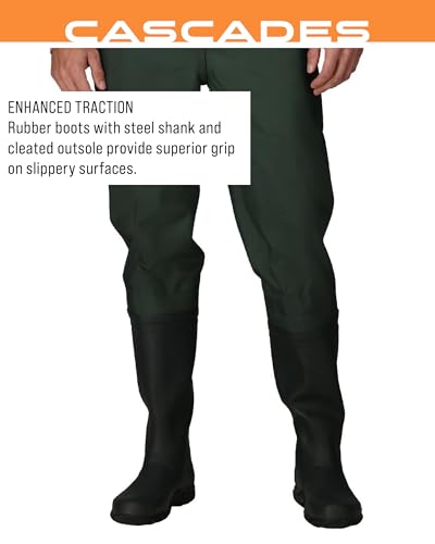 FROGG TOGGS Cascades 2-ply Poly/Rubber Waterproof Fishing Bootfoot Chest Wader for Fishing - color: Cleated, size: 13