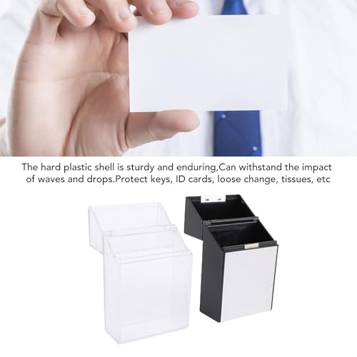 2 Pcs Water Proof ID Badge Holder, Clear Hard Plastic & Metal Case for Keys, Money, ID Cards, Portable Dry Box for Beach, Camping, Hiking & Travel
