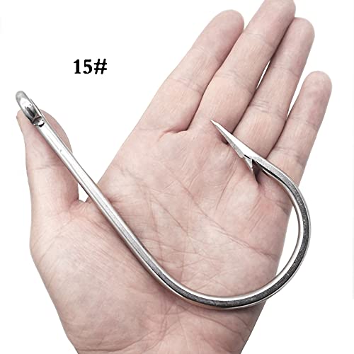 Saltwater Tuna Hooks– Stainless Steel Forged Ringed Extra Strong Big Game Fishing Hook for Giant Shark Salmon, Size 2/0-13/0 - size: 3/0#-10pcs