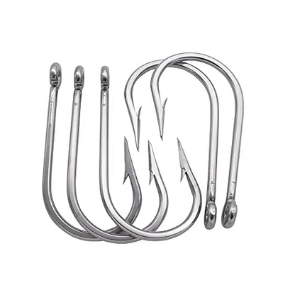 Saltwater Tuna Hooks– Stainless Steel Forged Ringed Extra Strong Big Game Fishing Hook for Giant Shark Salmon, Size 2/0-13/0 - size: 9/0#-5pcs