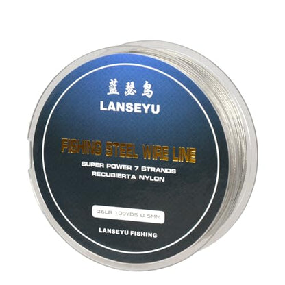 Fishing Wire Rope 0.5mm 100 Metres 26 Pound Fishing Stee Wire Nylon Coated 1x7 Stainless Steel Leader Wire Super Soft Fishing Wire Lines