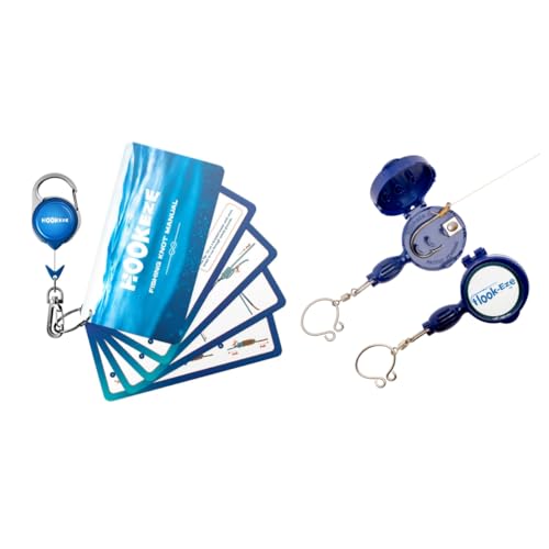 HOOK-EZE Fishing Knot Tying Tool - Large Model - Blue, 8 Essential Fishing Knots, Fly Fishing Zinger Retractor