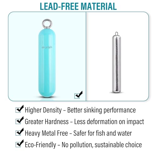 Dr.Fish Lead Free Fishing Weights, 200g-1000g Heavy Sinkers Eco-Friendly Cylindrical Deep Drop Weights Steel Sinkers for Saltwater Grouper, Drum, Pompano Bottom Fishing - size: 300g/10oz-5pcs