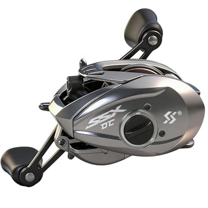 Sougayilang Baitcasting Reel with Digital Anti-Backlash Control - Smart Computer Braking System, 7.2:1 Gear Ratio, 18.5LB Max Drag-Easy Casting Baitcaster for Beginners & Bass Anglers - color: silver, size: Right Hand